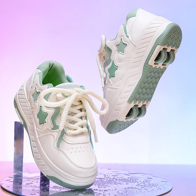Running Shoes - รองเท้าโรลเลอร์สเก็ตสำหรับเด็ก รองเท้าผ้าใบเด็ก รองเท้าล้อคู่สำหรับเด็กชายและเด็กหญิง รองเท้าวิ่ง รองเท้าลำลองสำหรับผู้ใหญ่ รองเท้าสำหรับเด็กชาย