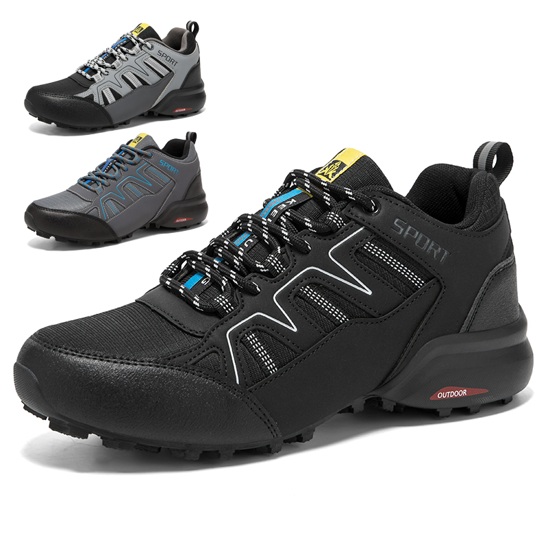 Anti Slip Trail Running Sneakers - รองเท้าผ้าใบเดินป่ากันน้ำสำหรับผู้ชาย รองเท้าเทรคกิ้ง รองเท้าวิ่งเทรลกันลื่น รองเท้าผ้าใบสำหรับกิจกรรมกลางแจ้ง รองเท้าลุยน้ำแบบผูกเชือก รองเท้าล่าสัตว์