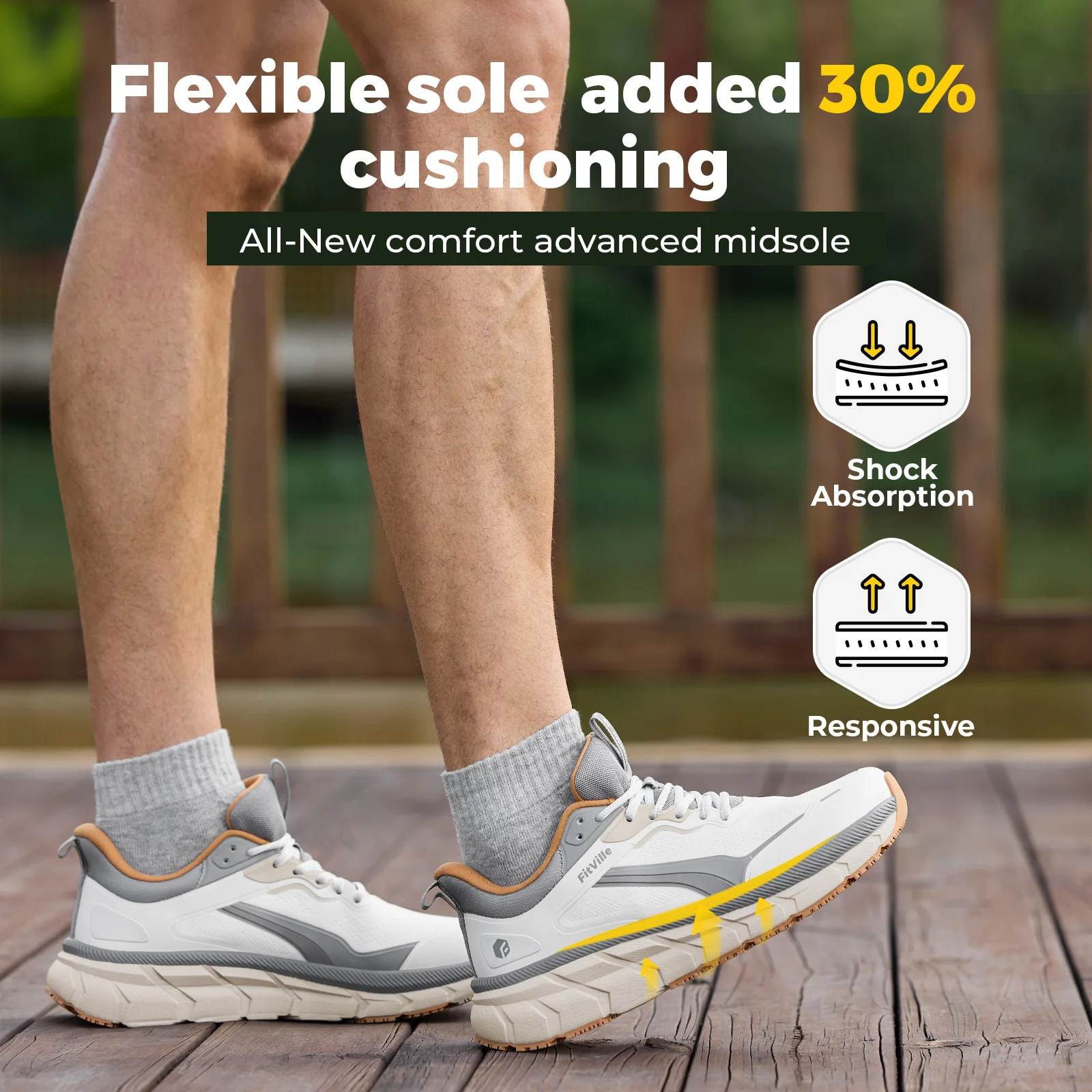 รองเท้ากีฬาสำหรับผู้ชาย FitVil - Wide Toe Box Running Sneakers บทวิจารณ์และราคา